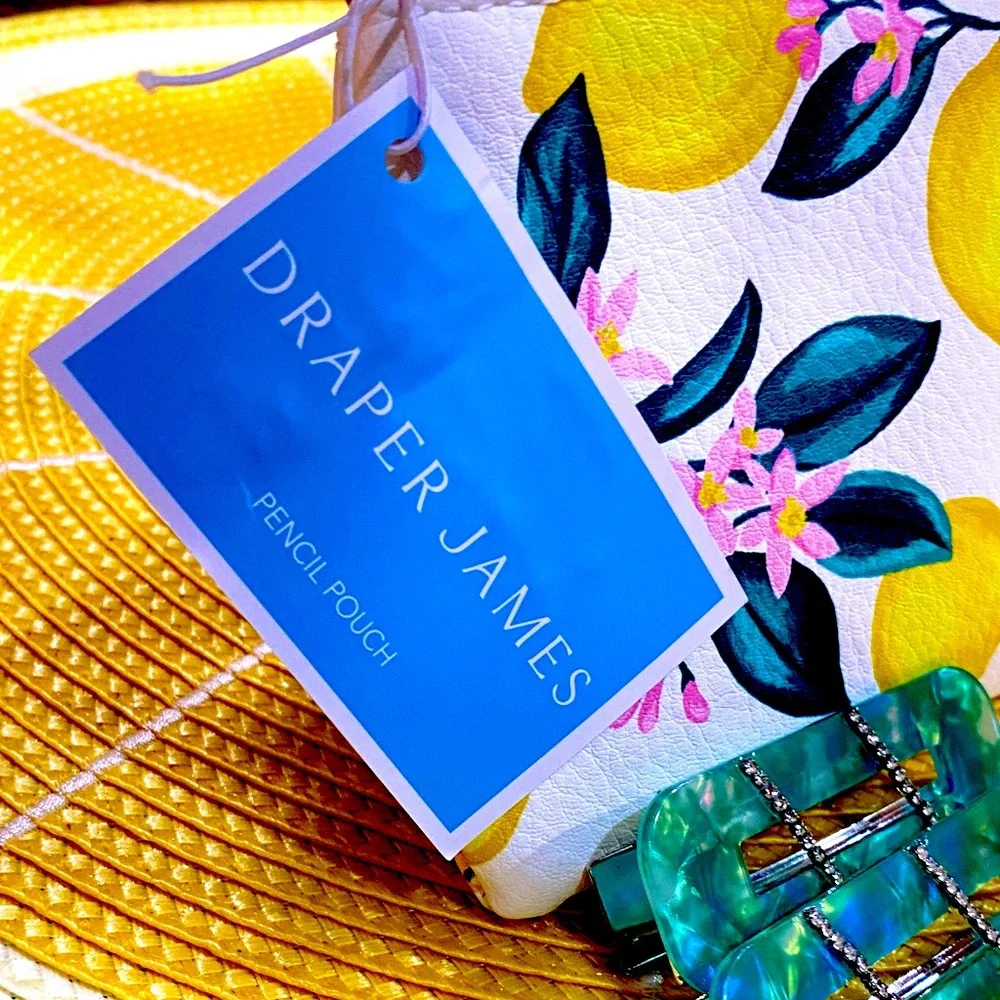 Draper James-  Citrus Blossom Pouch NWT & FREE hair clips or earrings:)